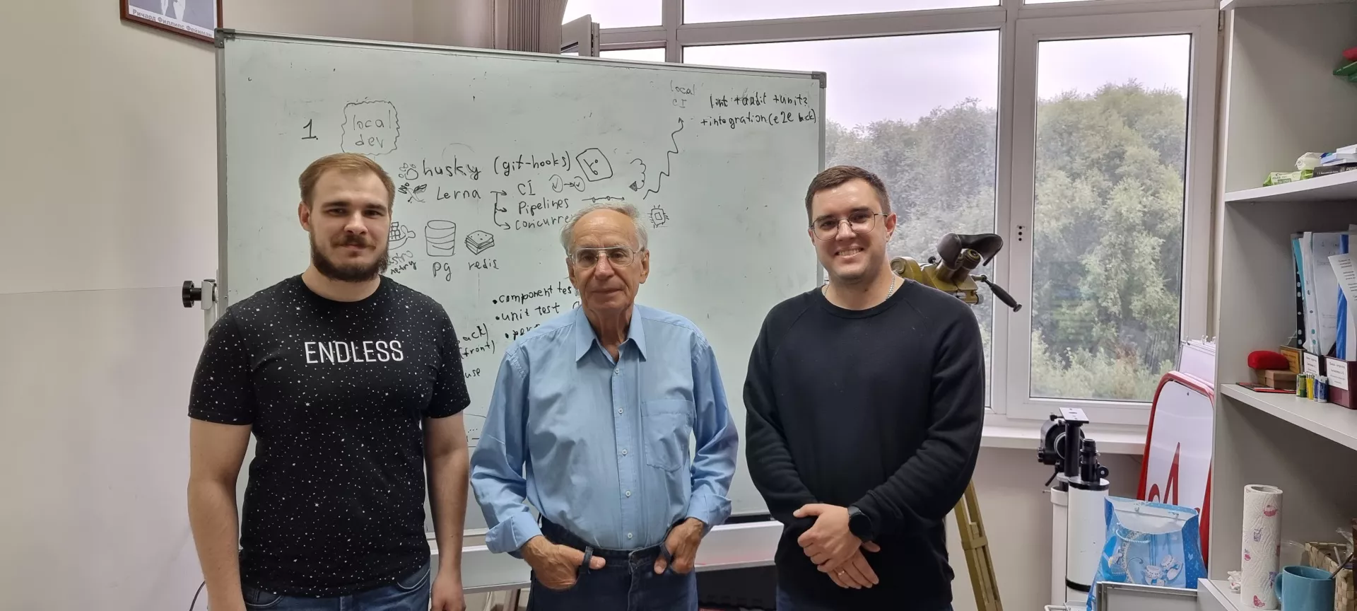 Члены научной группы, справа налево: Александр Тепляков, Михаил Никитин, Алексей Байгашов
