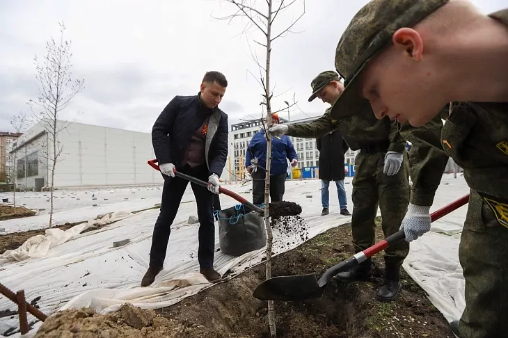 «Аллея славы»: в&nbsp;БФУ им.&nbsp;И.&nbsp;Канта студенты и&nbsp;ректор высадили березы в&nbsp;честь 81-й годовщины Великой Победы |  7